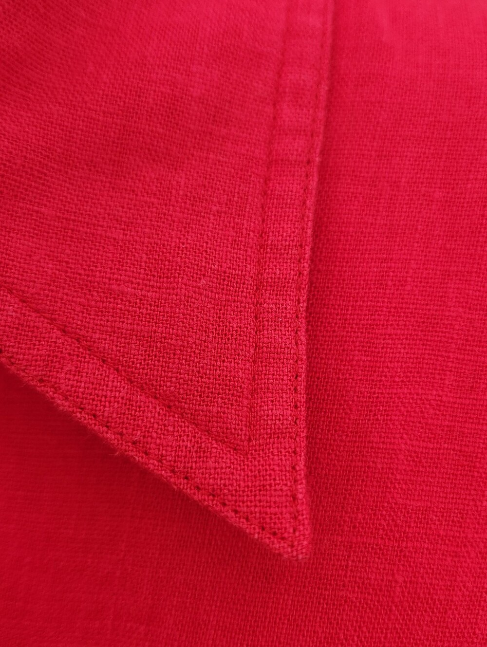 100 % Linen Button-Front Midi Shirt Dress in Red M - Picture 3 of 7